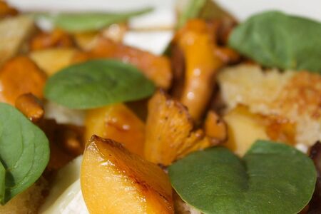 Карамелизированные южные абрикосы с лисичками