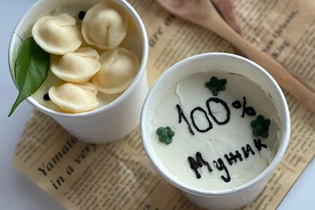 Тортики в стакане Мужик с пельменями