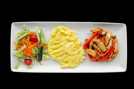 Курица терияки с картофельным пюре
