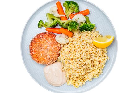 Котлета из щуки с булгуром и овощами