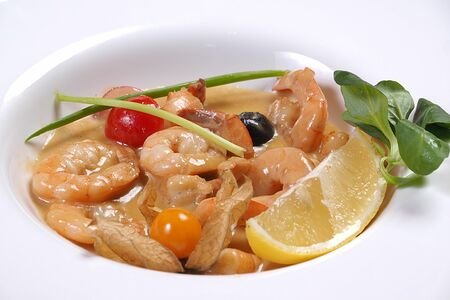 Тигровые креветки в сливочно-горчичном соусе