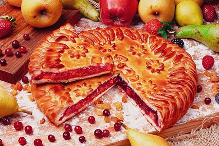 Пирог Клюква-яблоко