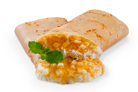 Блин Тропикана с грушей, манго и мятным кремом чиз