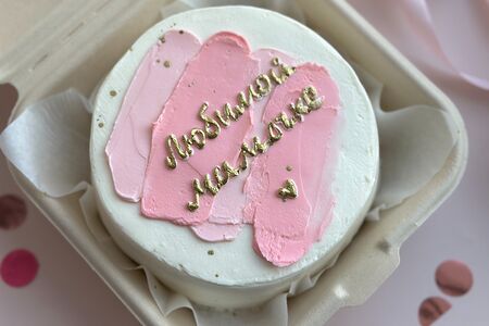 Бенто-торт Маме розовый с мазками