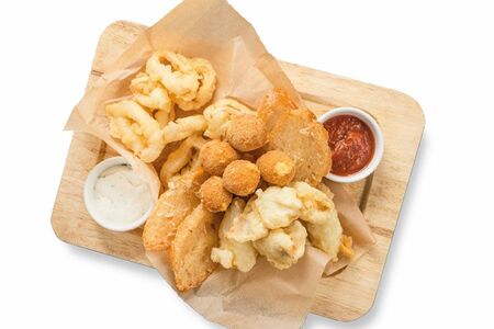 Кляр ассорти с рыбой и сырными шариками