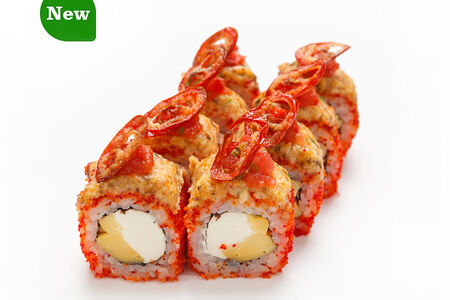 Запеченный ролл с угрем и томатной сальсой