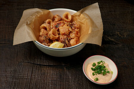 Кальмары темпура с лимоном