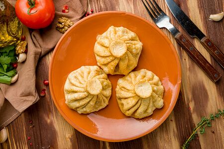 Хинкали жареные с грибами