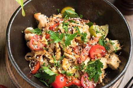 Лапша с креветками