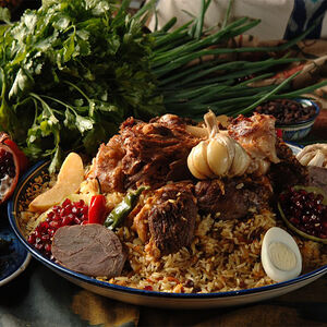 Плов Байрам ош с яйцом и казы