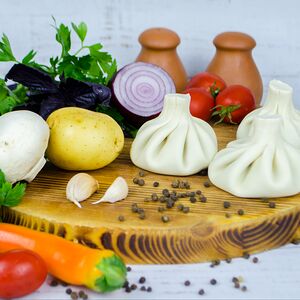 Хинкали с грибами и картофелем