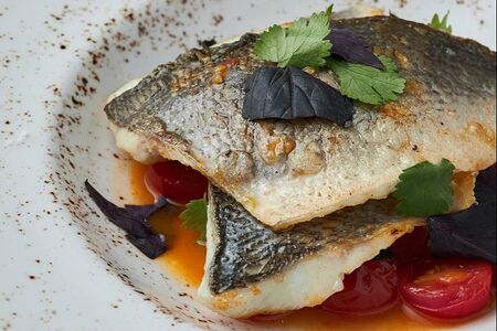 Сибас с томатами черри и травяным соусом