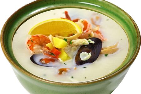 Сливочный суп с морепродуктами