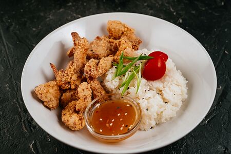 Хрустящая курочка с рисом на пару
