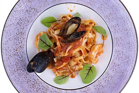 Паста Феттуччине с морепродуктами