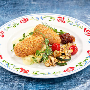 Котлеты из лосося с овощным гарниром