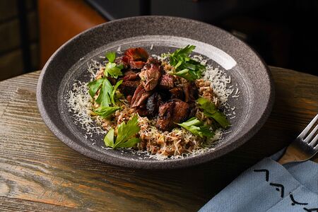 Греча с брискетом