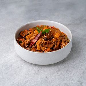 Вок со свининой и шиитаке