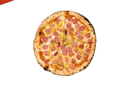 Пицца с сосисками и картофелем фри