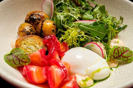 Подпеченный картофель с гравлаксом