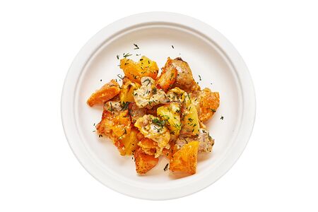 Запеченная курица с тыквой и картофелем