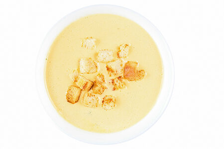 Сырный суп-крем с луком фри