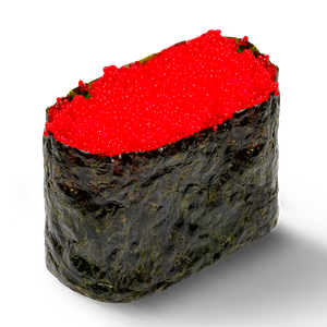 Гункан с красной икрой Тобика