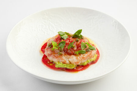 Лангустино с помидорами и лаймом