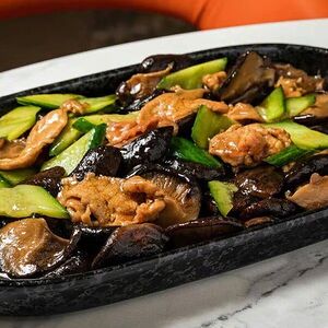 Жареная свинина с грибами № 45