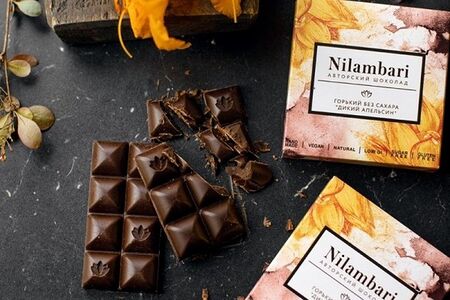 Шоколад горький Дикий апельсин без сахара Nilambari