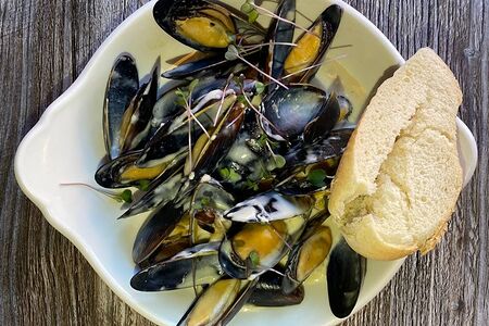 Мидии в сливочном соусе