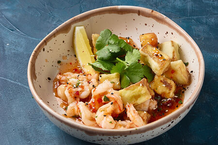 Хрустящие баклажаны с креветками