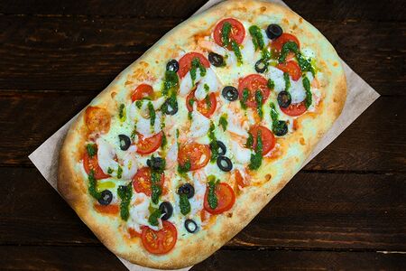 Пицца Креветки с песто маленькая