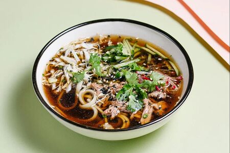 Суп с удоном и ростбифом