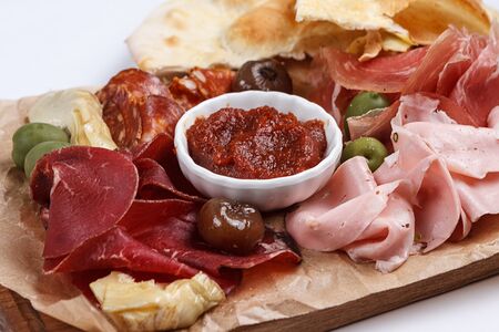 Колбаса мортаделла, прошутто, чоризо, брезаола