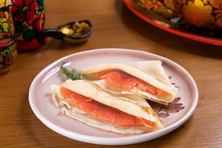 Блины с семгой слабосоленой