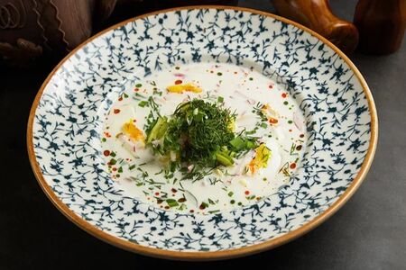 Окрошка на мацони с говяжьим языком