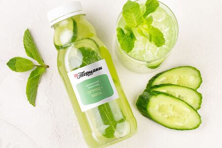 Домашний лимонад огурец и мята