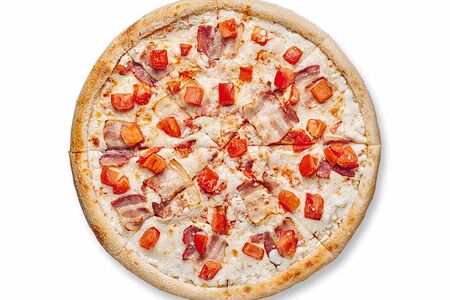 Пицца Карбонара на тонком тесте