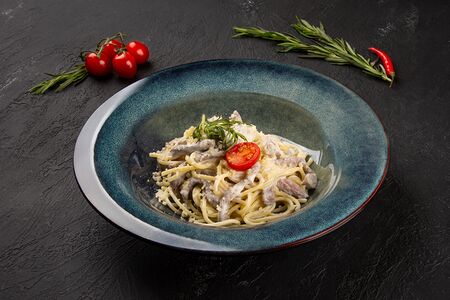 Паста с говядиной и грибами