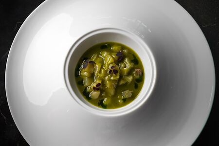 Севиче из гребешка с яблочным сорбетом