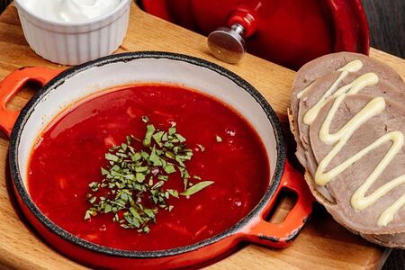 Папин борщ с говядиной и языком