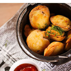 Пельмени ручной лепки куриные жареные