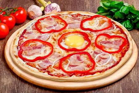 Пицца Карбонара (тонкое тесто)