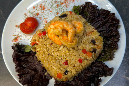 Японский плов с креветками