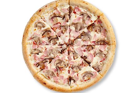 Пицца Ветчина и грибы на толстом тесте