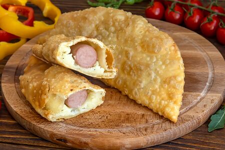 Чебурек с картошкой и сосиской