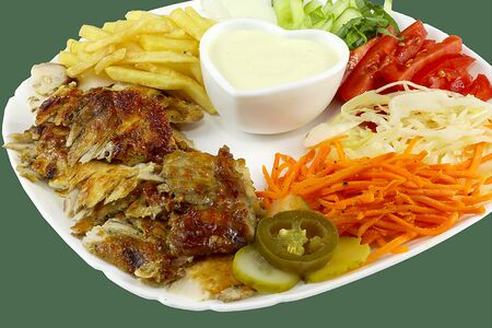 Шаверма на тарелке с курицей