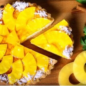 Корзиночка песочная с творожным кремом и ананасом