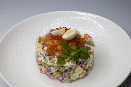 Оливье с лососем